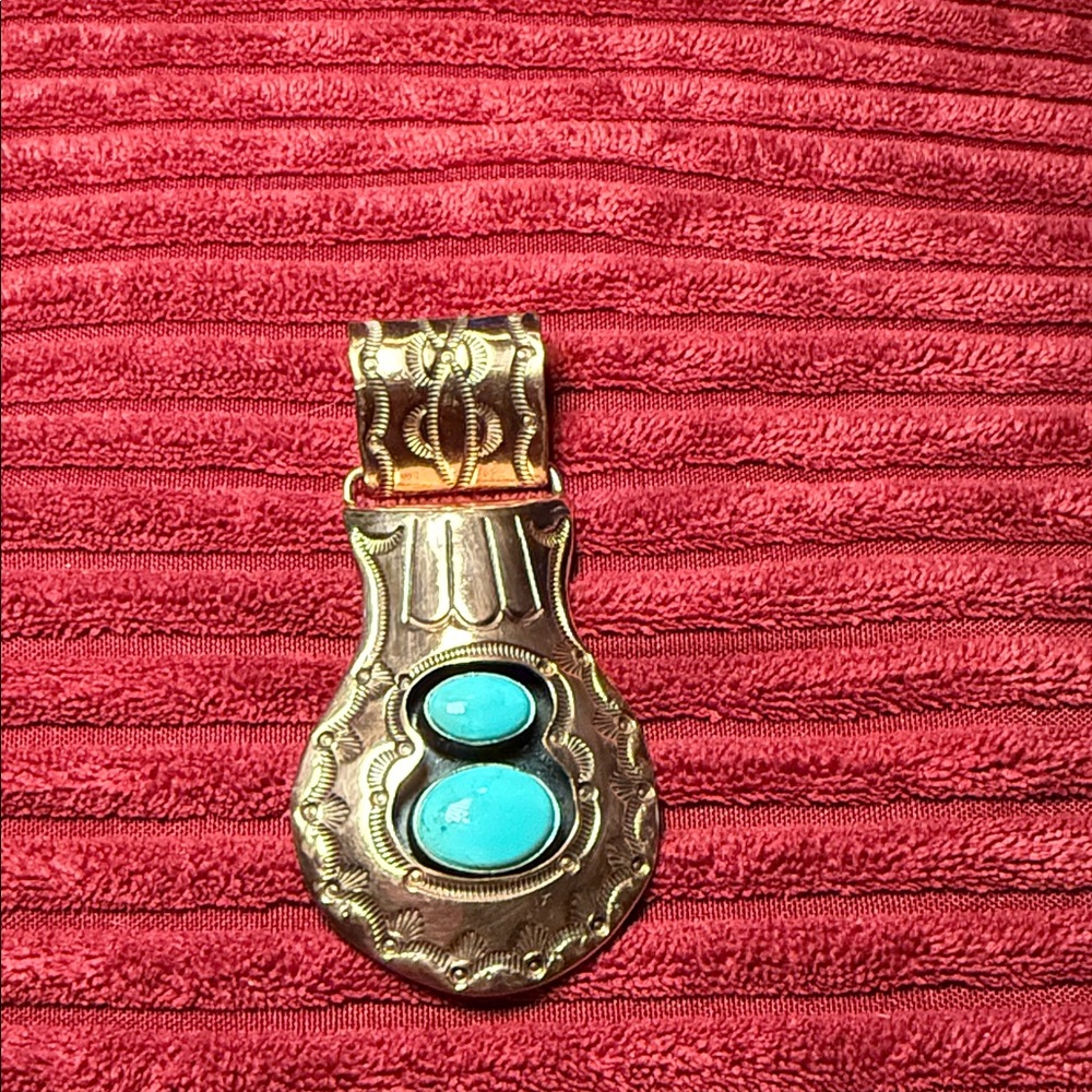 Running Bear Turquoise Statement Pendant Native A… - image 3
